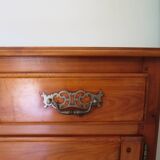 Rustic buffet in Louis XV-Regency style, dovetailed, cherry wood finish, solid wood.