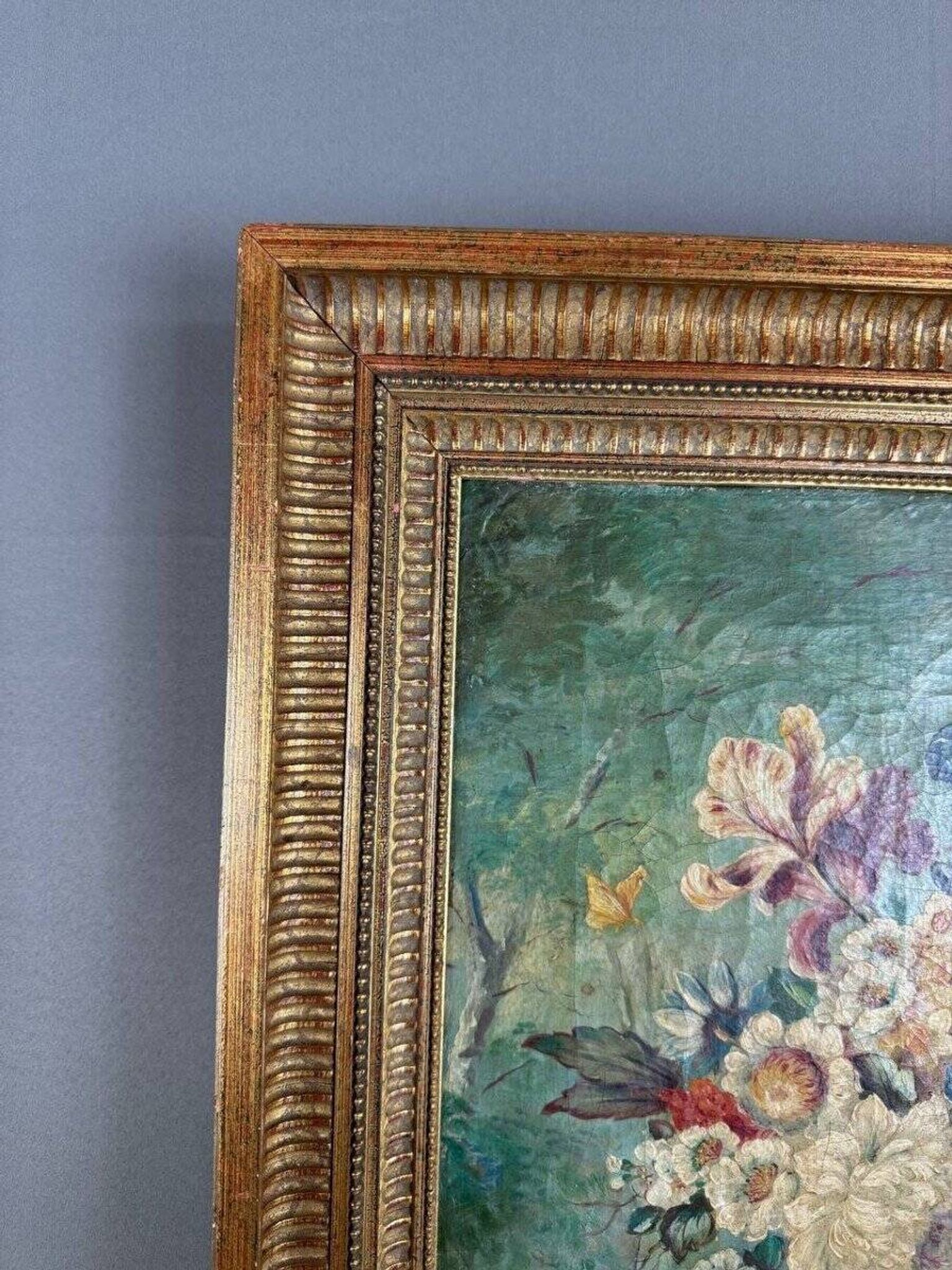Oil on Canvas Painting Floral Still Life, London, 19th Century