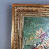 Tableau Huile Sur Toile Nature Morte Florale, Londres, XIXe Siècle