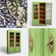 Armoire parisienne vitrée art déco 1930 kaki