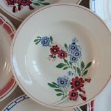 Set of 6 mismatched hollow plates Digoin and Badonviller
