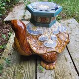 Porte plante tortue en céramique émaillée, 1980