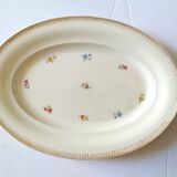 Plat ancien vintage porcelaine terre de fer fleur doré