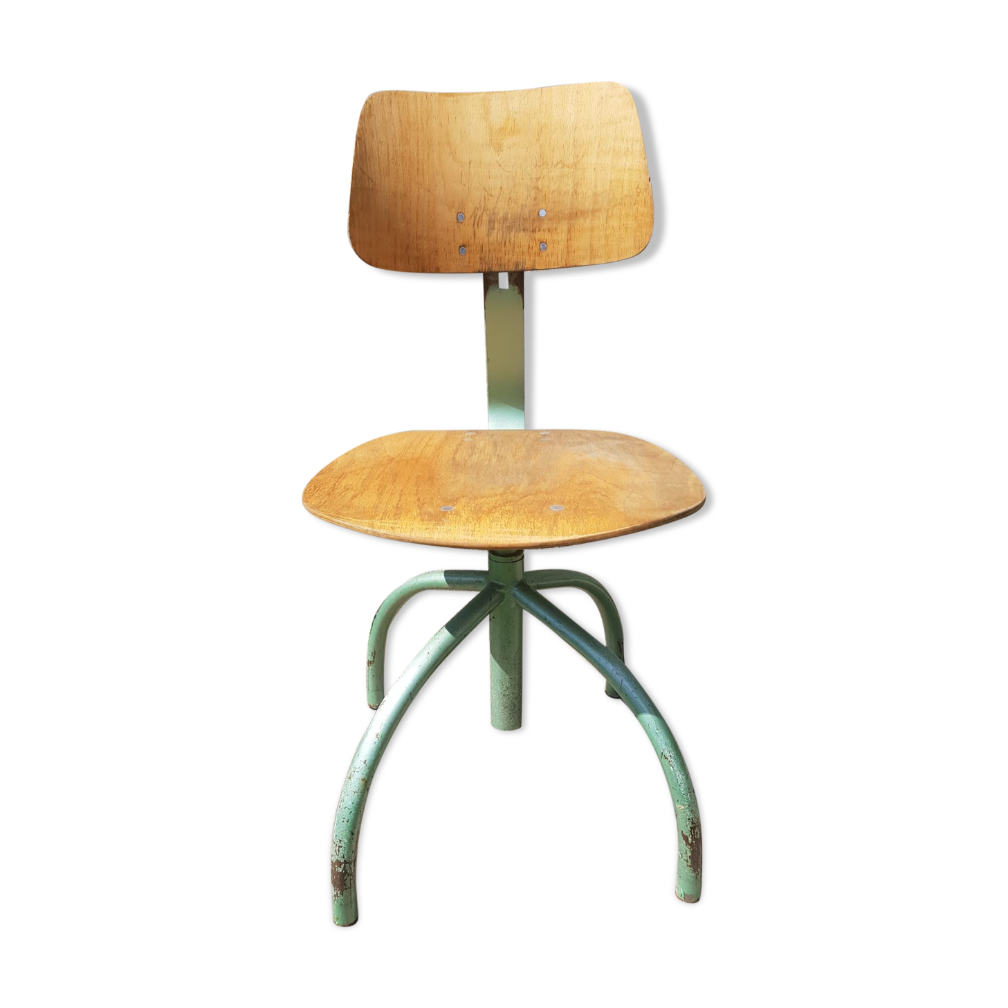 Former Anatomic metal workshop chair - seated - vintage adjustable wood file