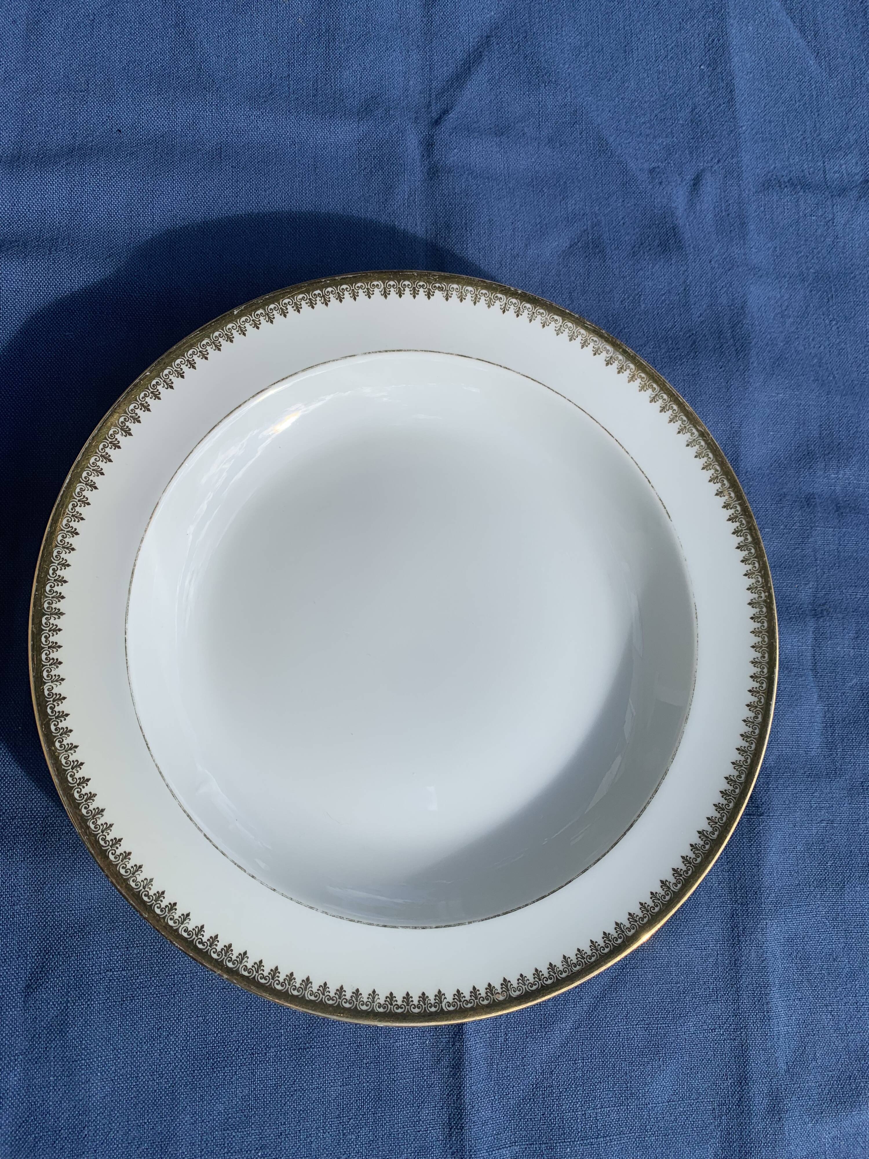 5 Limoges porcelain soup plates stamped UC Limoges France