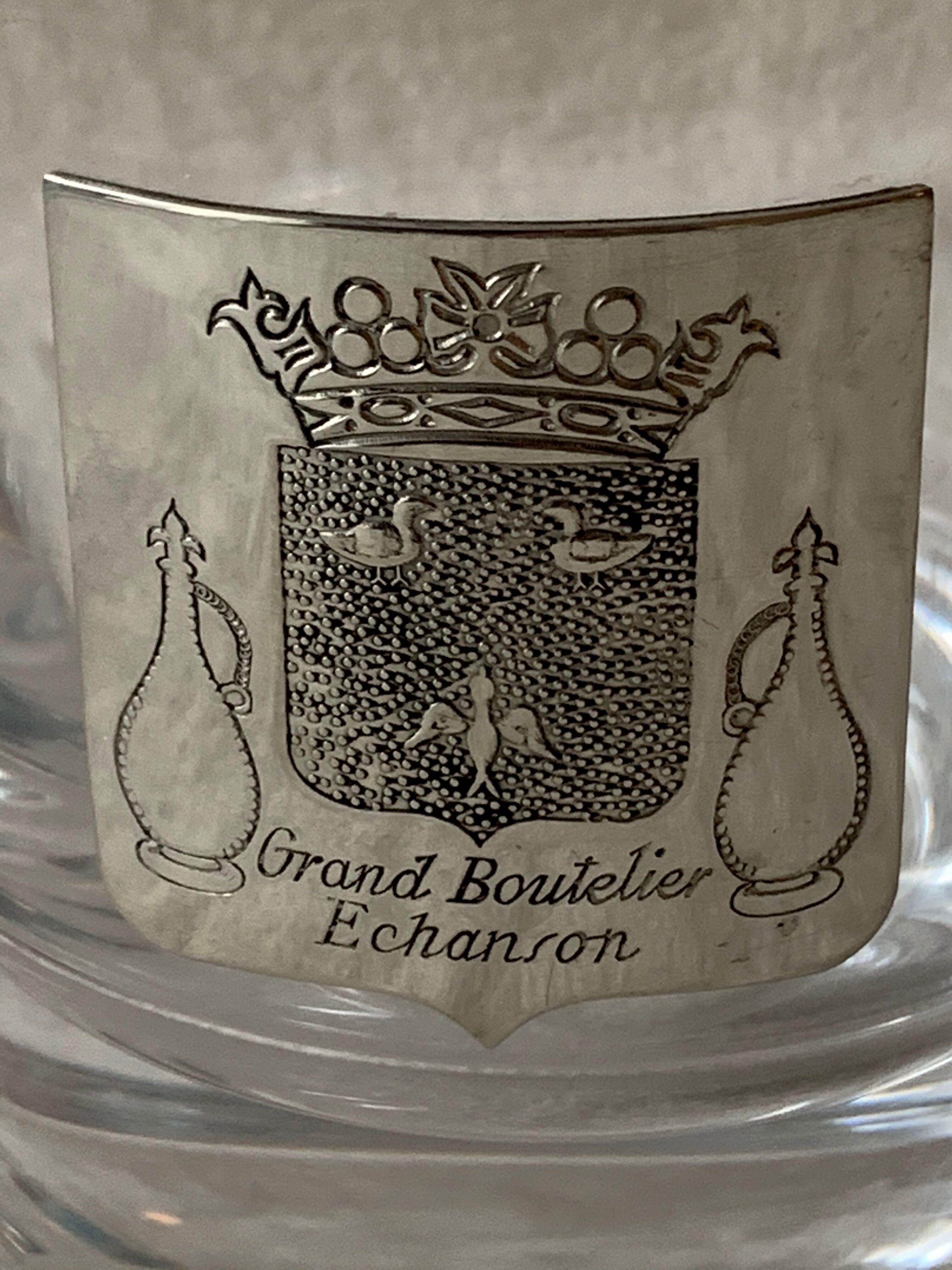 6 crystal whiskey glasses from Sèvres Prévost, Captain, Marshal, Boutelier, Fauconnier and Veneur