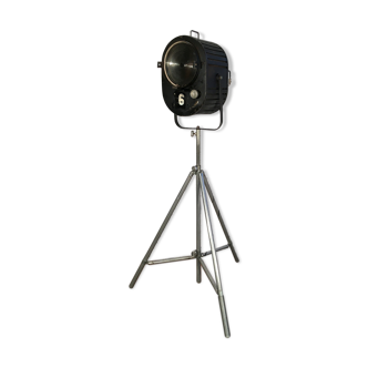 Large Black Theater Spotlight On Tripod, 1950s