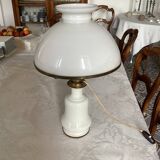 White opaline oil lamp mounted
