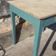 Table de ferme d'appoint patine turquoise