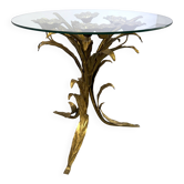 Table basse ou table d'appoint en métal charmante avec un plateau en verre clair. Fabriquée en Italie, attribuée à Hans Kögl.