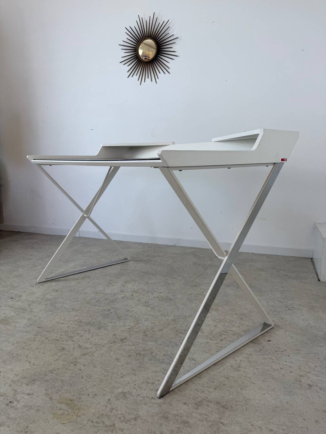 Bureau contemporain design italien  Andrea Lucatello pour Cattelan Italia modèle Qwerty bois et cuir