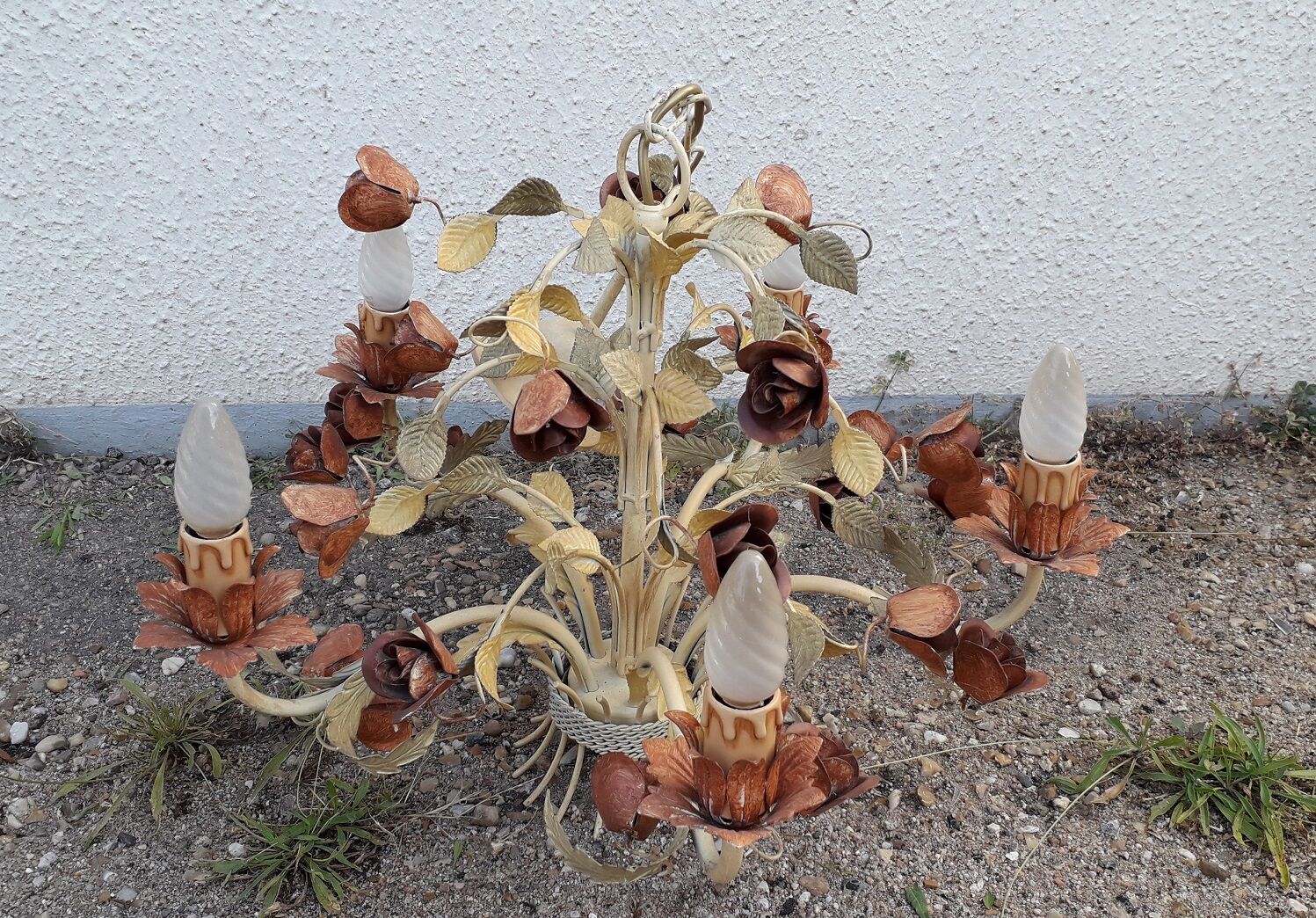 Painted metal chandelier