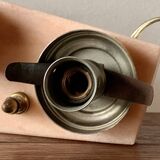 Art Deco pink marble and glass bedside lamp with photo holder