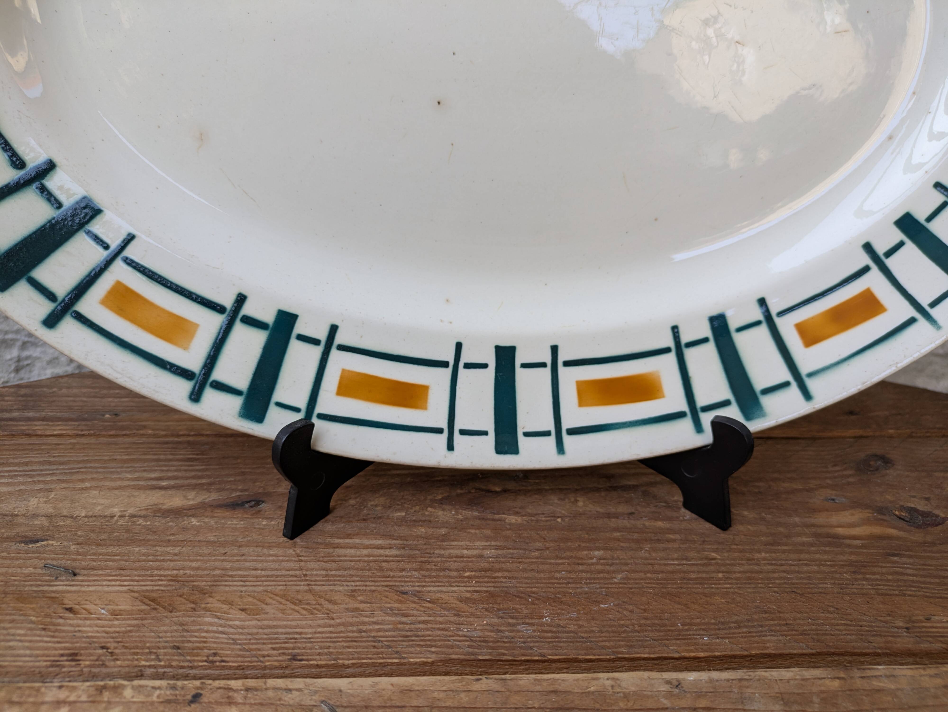 Antique Badonviller Quiberon dish – Art Deco iron earthenware