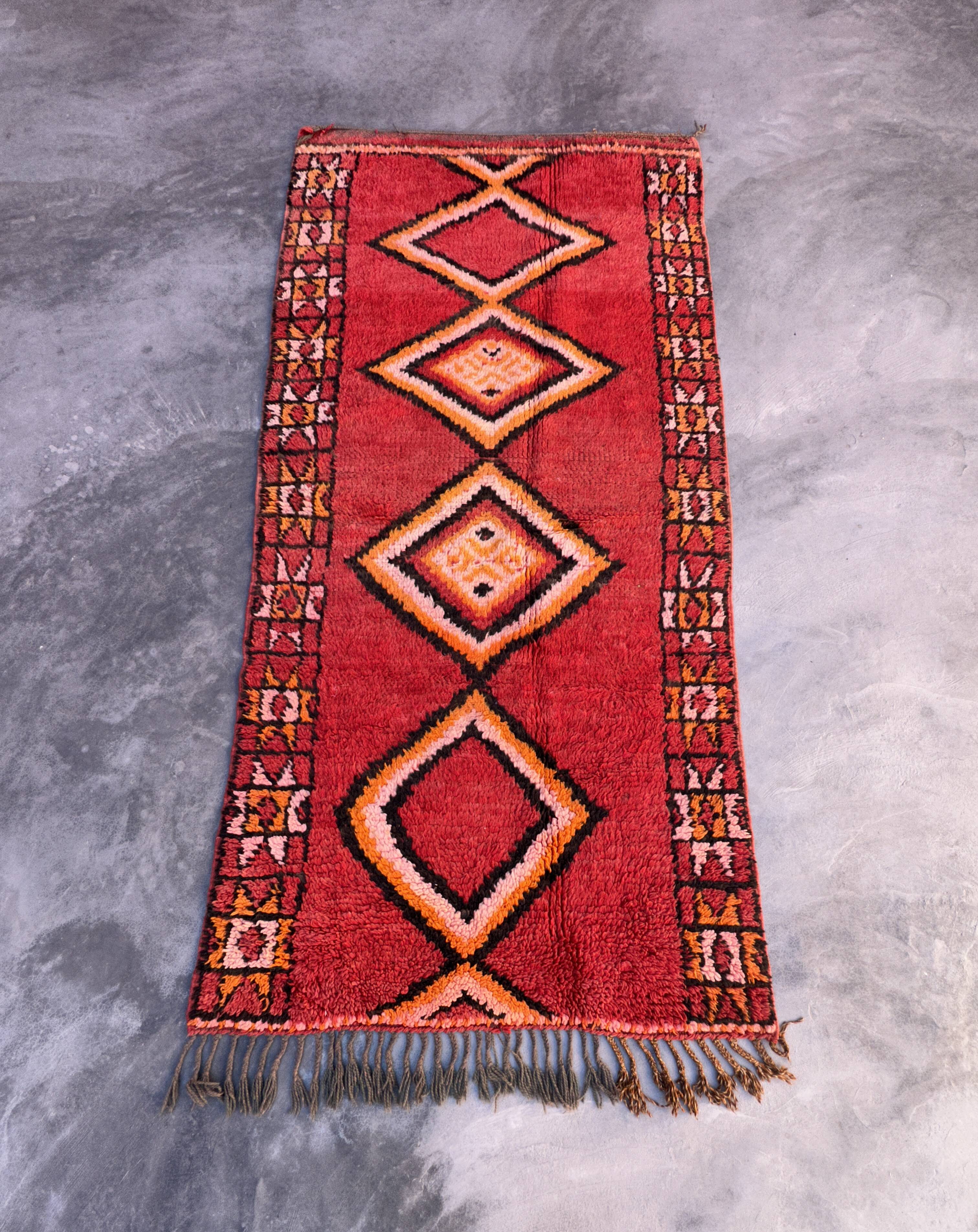 Red Boujad Moroccan rug - 224 x 113 cm