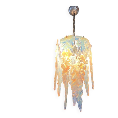 Lustre Murano attribué à Mazzega, verre à stalactites, Italie 1970