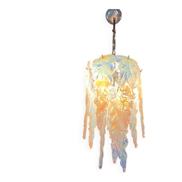 Lustre Murano attribué à Mazzega, verre à stalactites, Italie 1970