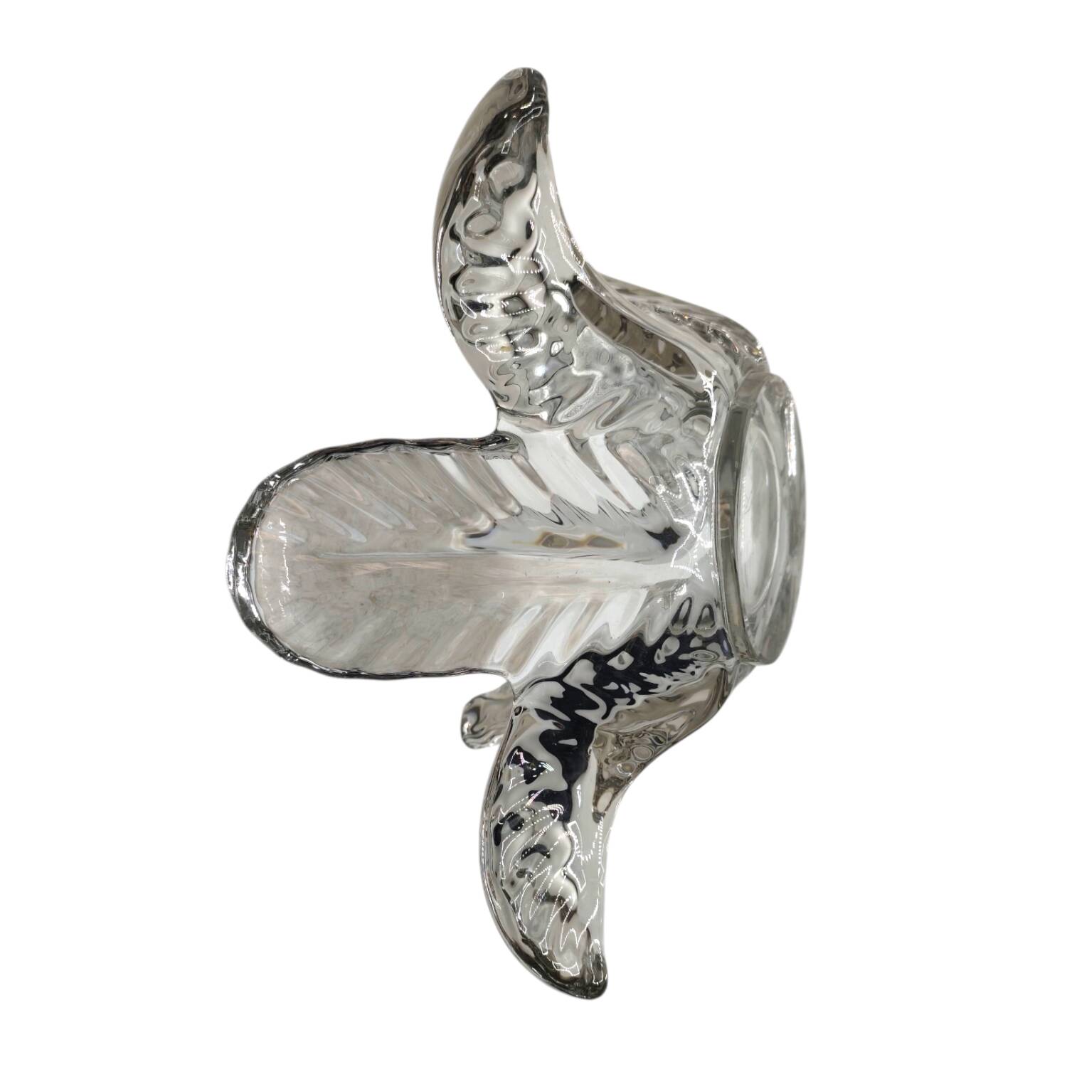 Vintage 1970s Vannes Glass Centerpiece Bowl - Petal Design - Unsigned