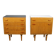 1960s František Mezulaník Mid-Century Maple Nightstands with Black and White Glass