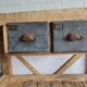 Old carpenter's workbench two drawers, industrial furniture
