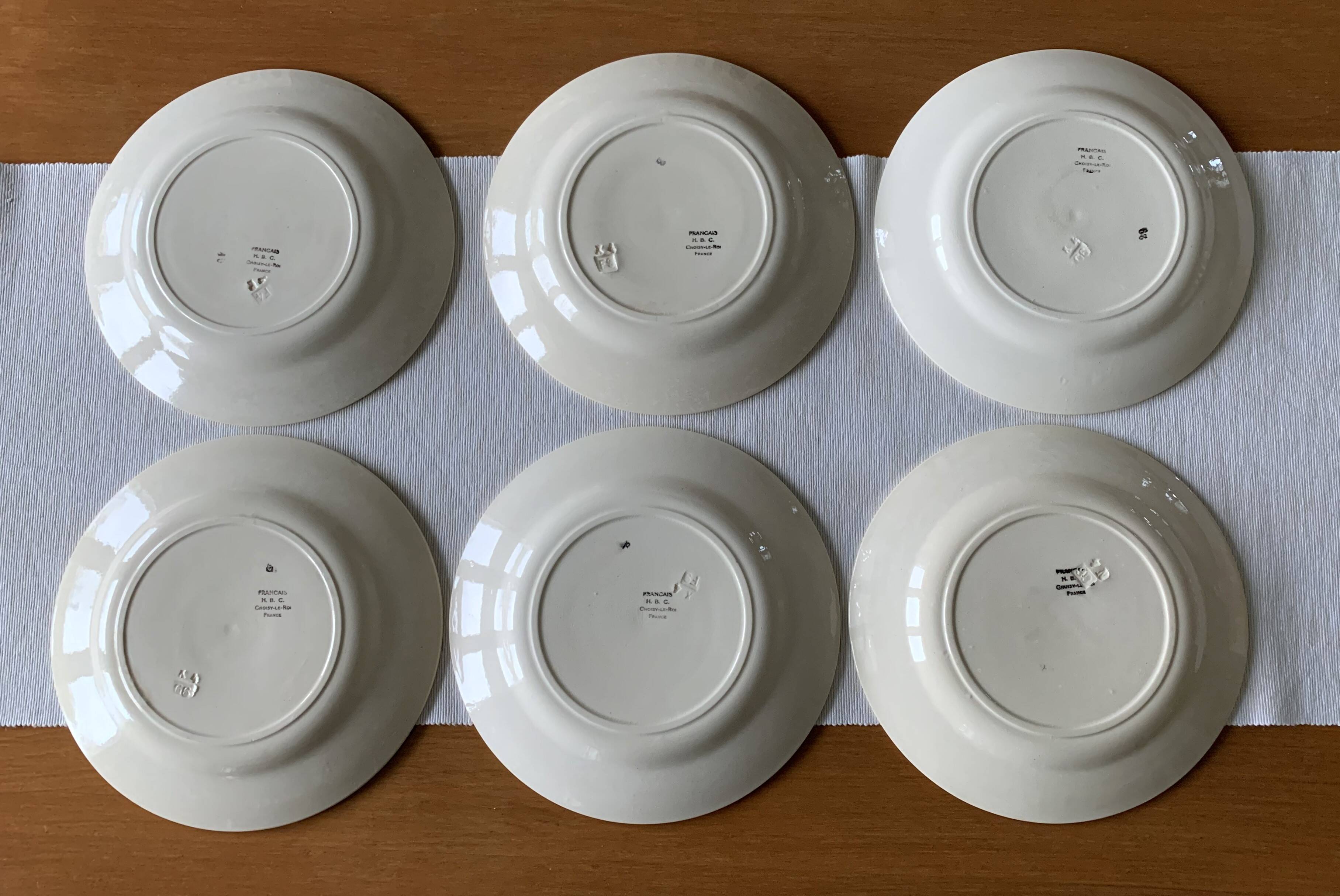 6 old earthenware dinner plates from Choisy-le-Roi