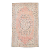 Tapis vintage oriental tons saumon et vert pastel, style délavé 300x160
