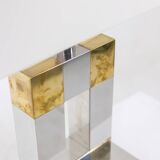 Geometric lamp in silver and gold metal. 1970s.