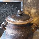 Ceramic covered pot by Jean Marais signed, Vallauris 80s