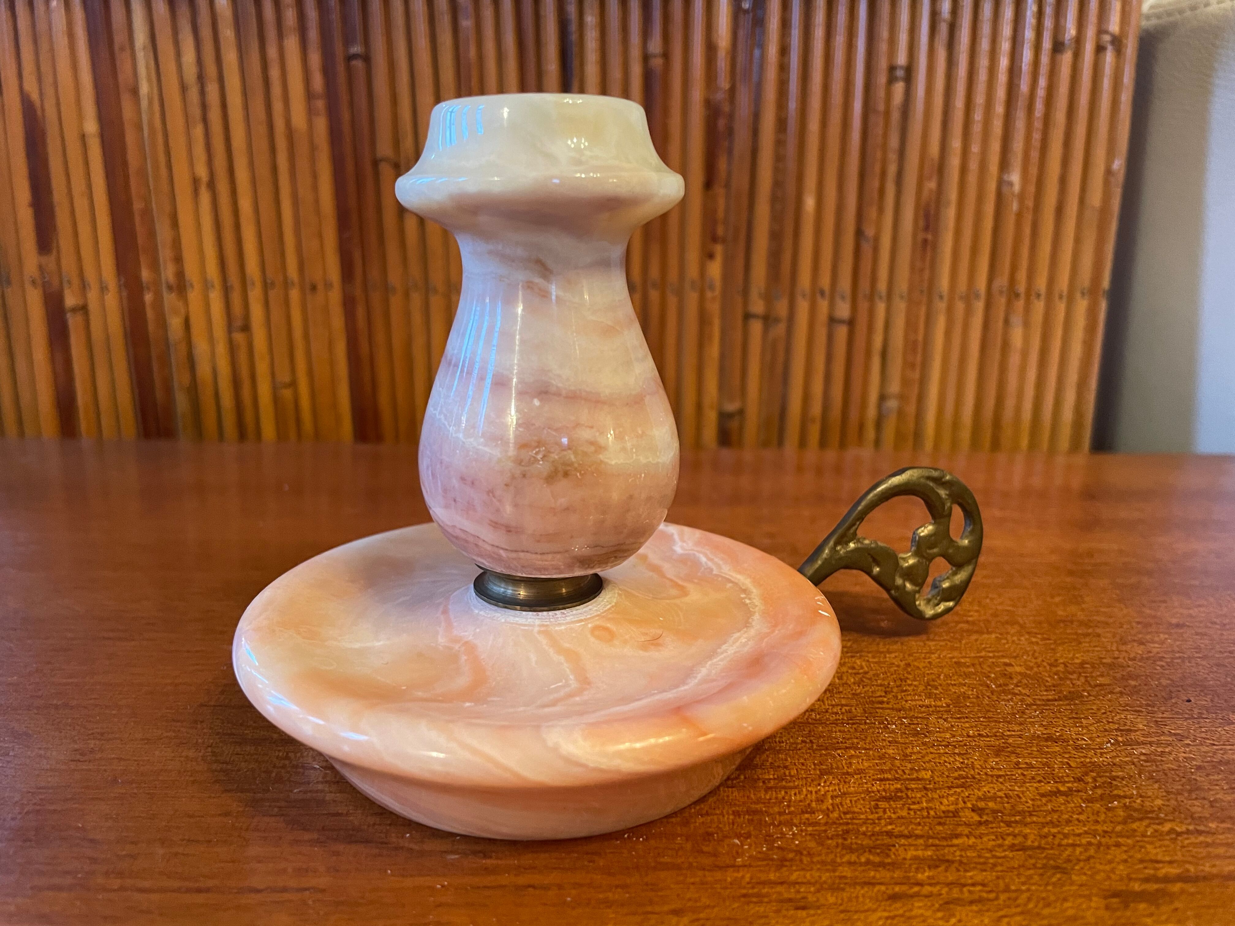 Pink marble candle holder