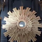 Monumental sun mirror in gilded oak 160 cm