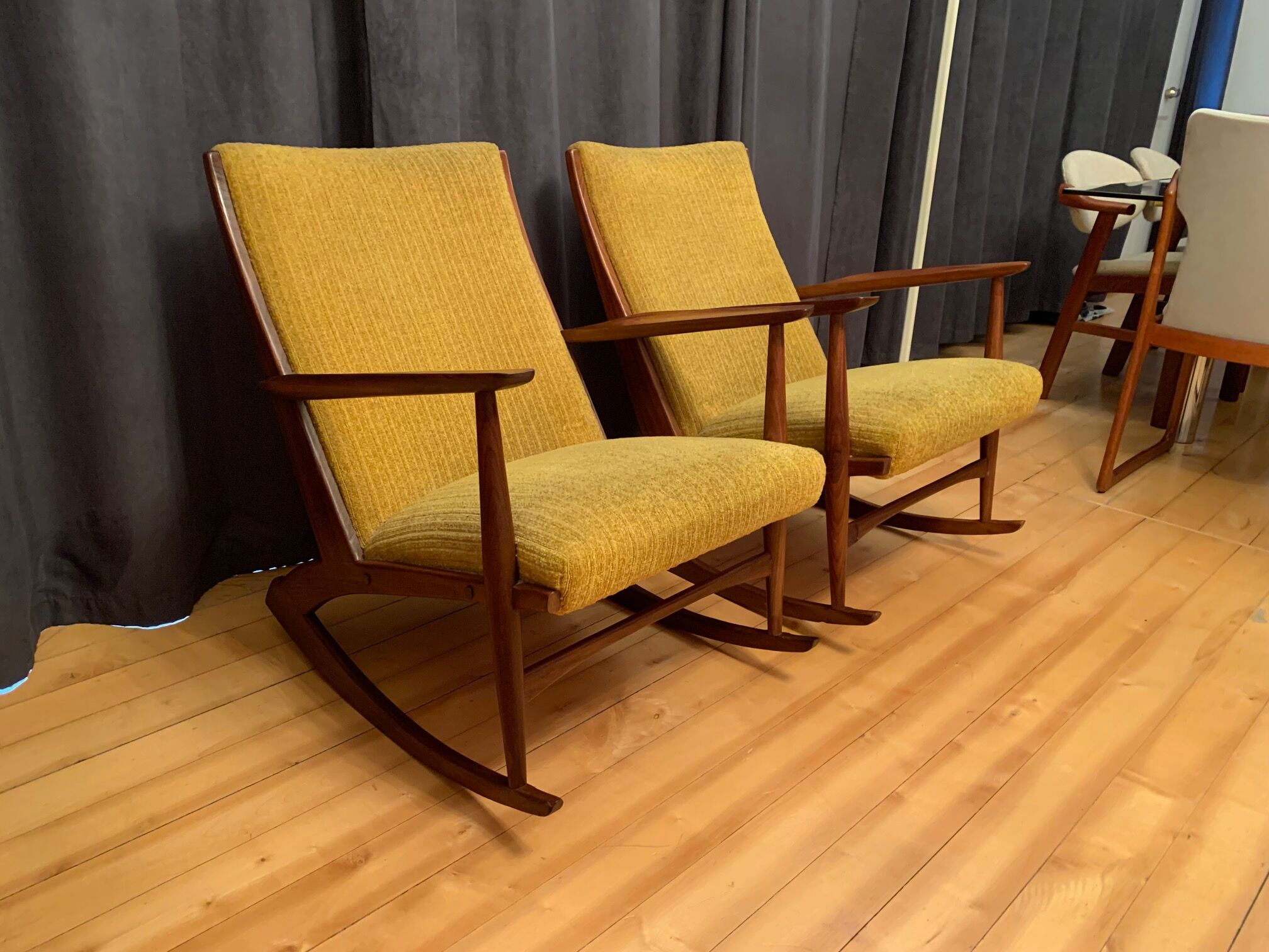 Pair of rocking chairs, designed by Georg Jensen, Kubus Møbler, Denmark, 1950s
