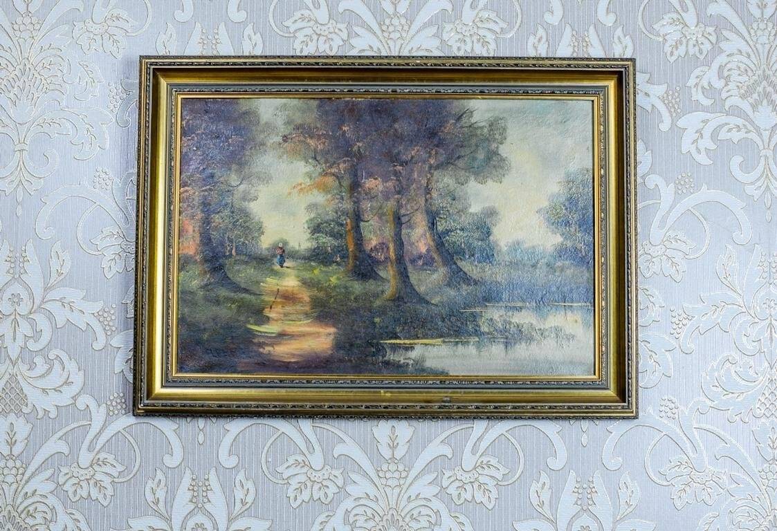 Forest Landscape, 20th Century, Oil on Canvas, Framed