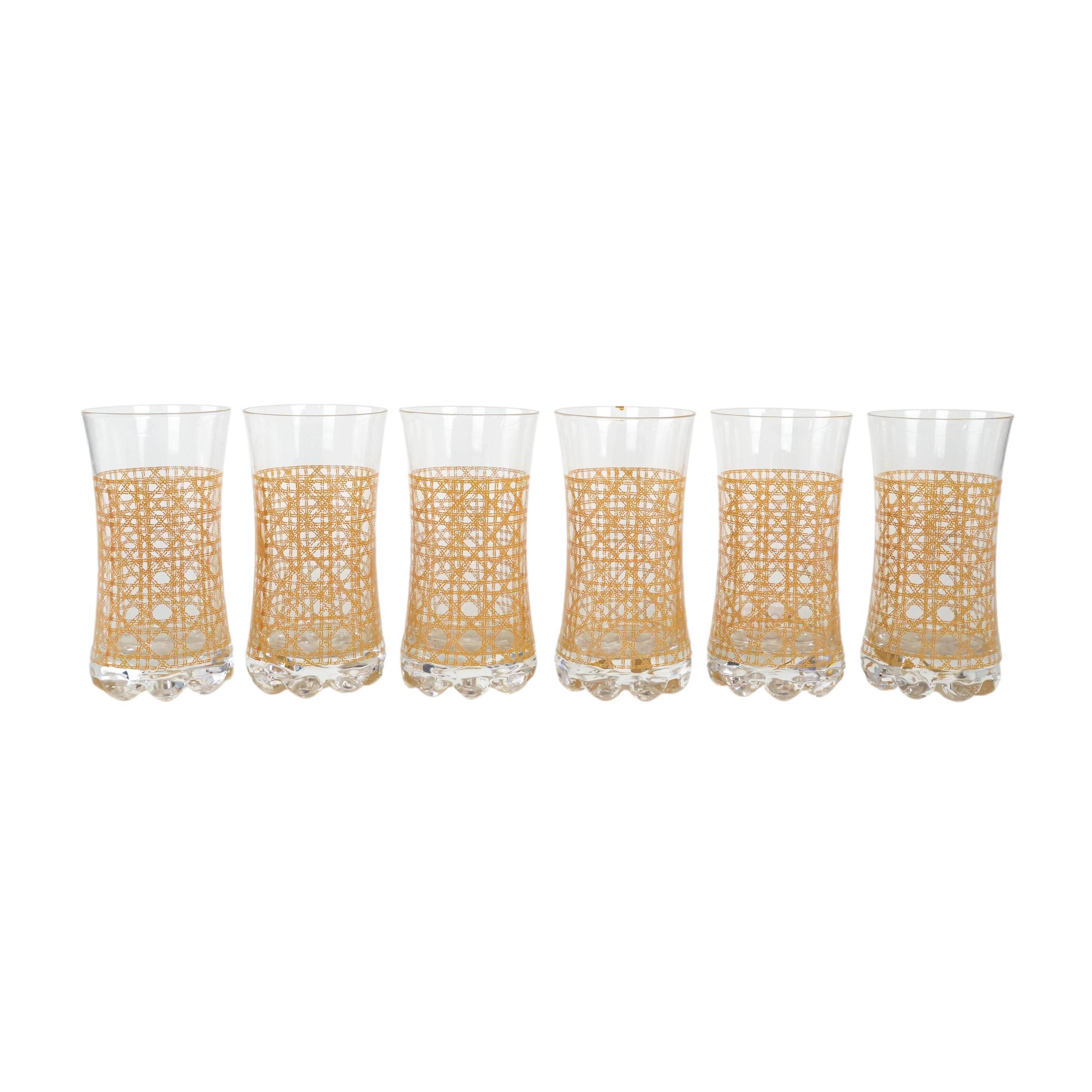 Set of six glasses, Italian design, 1960s, manufactured in Italy