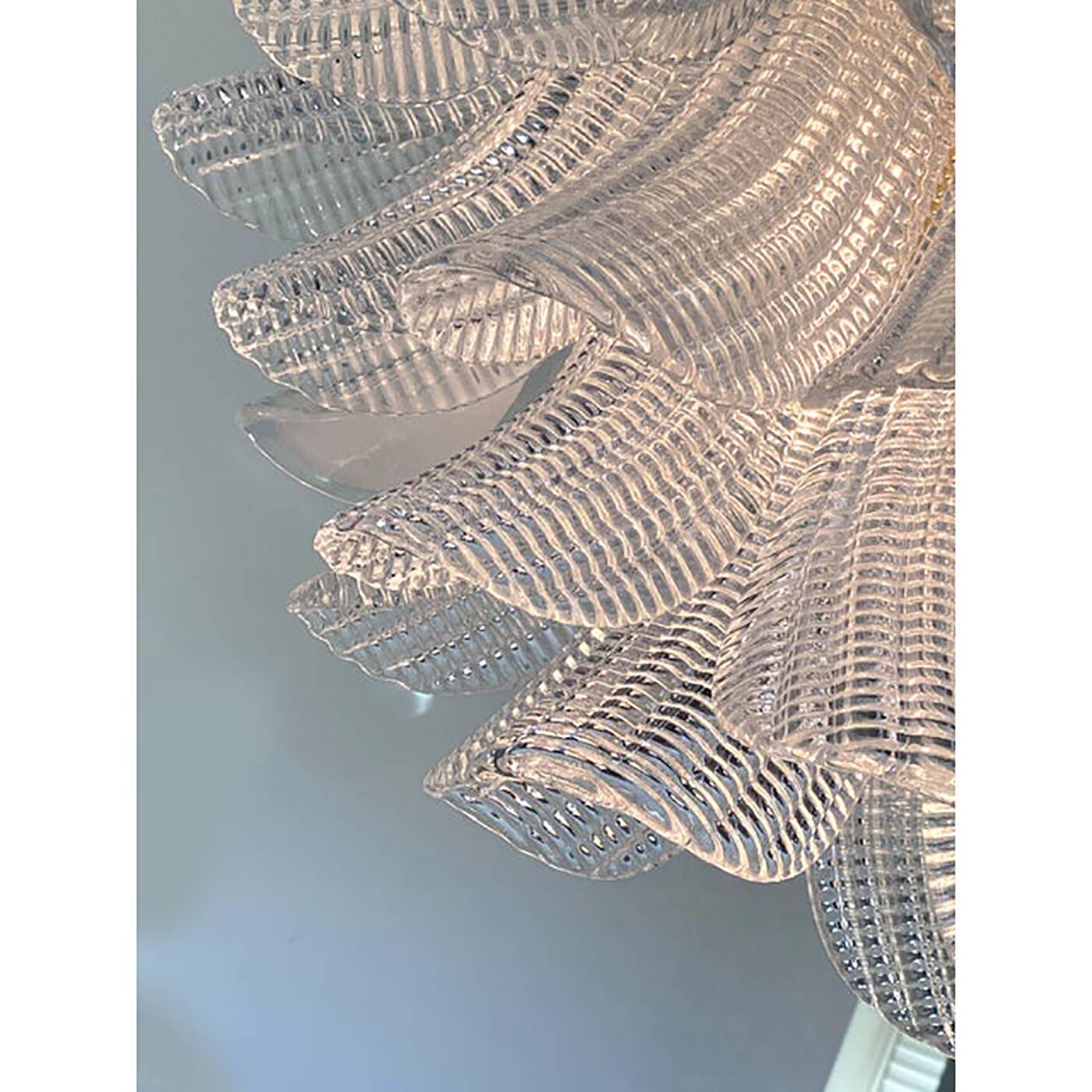 Contemporary Glass "Sella" Chandelier With Gold 24k Metal Fram