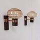 Pair of vintage wall lights, brass and amber glass, France, 1970.