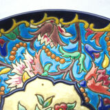 enamel plate, signed LONGWY, Flowers, model "Peonies"