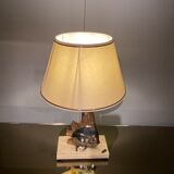 Vintage fish lamp in gold and copper metal