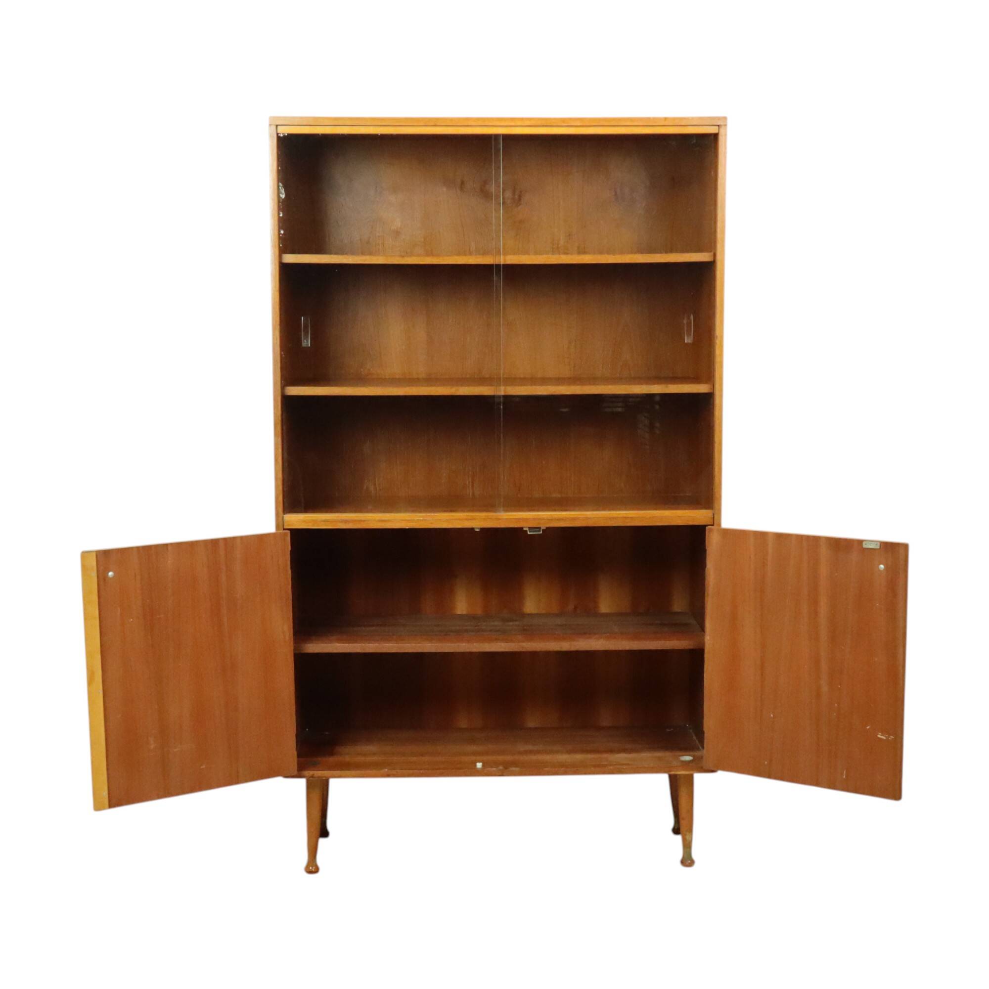 Vintage teak veneer sideboard, display cabinet, Scandinavian design