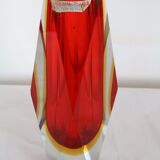 Murano glass vase, red and yellow submerged molate