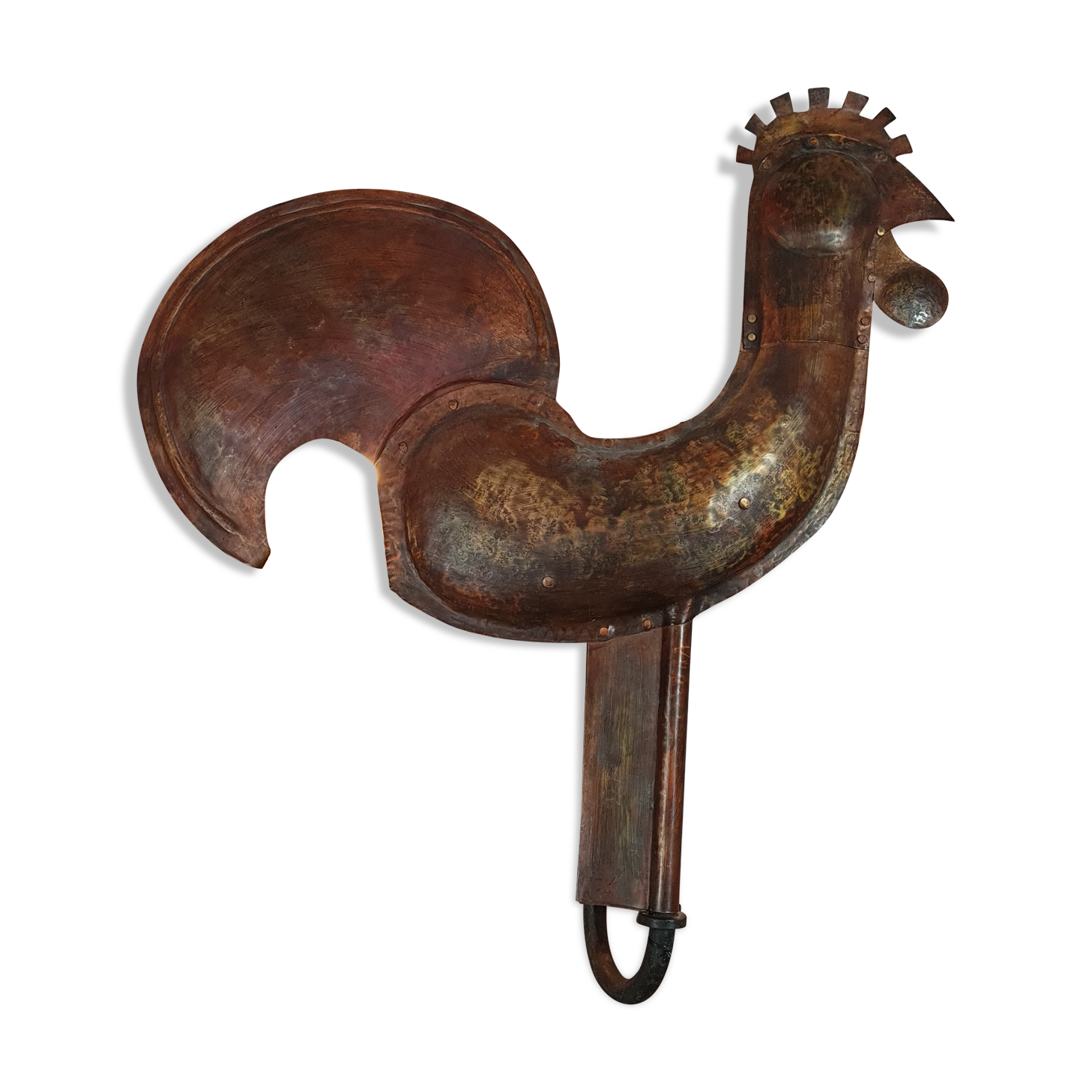 Rooster in wall lamp copper beautiful work of dinanderie 58x53 cm