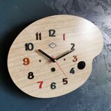 Vintage formica clock silent wall clock painter palette "Jura spruce"