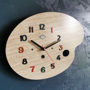 Vintage formica clock silent wall clock painter palette "Jura spruce"