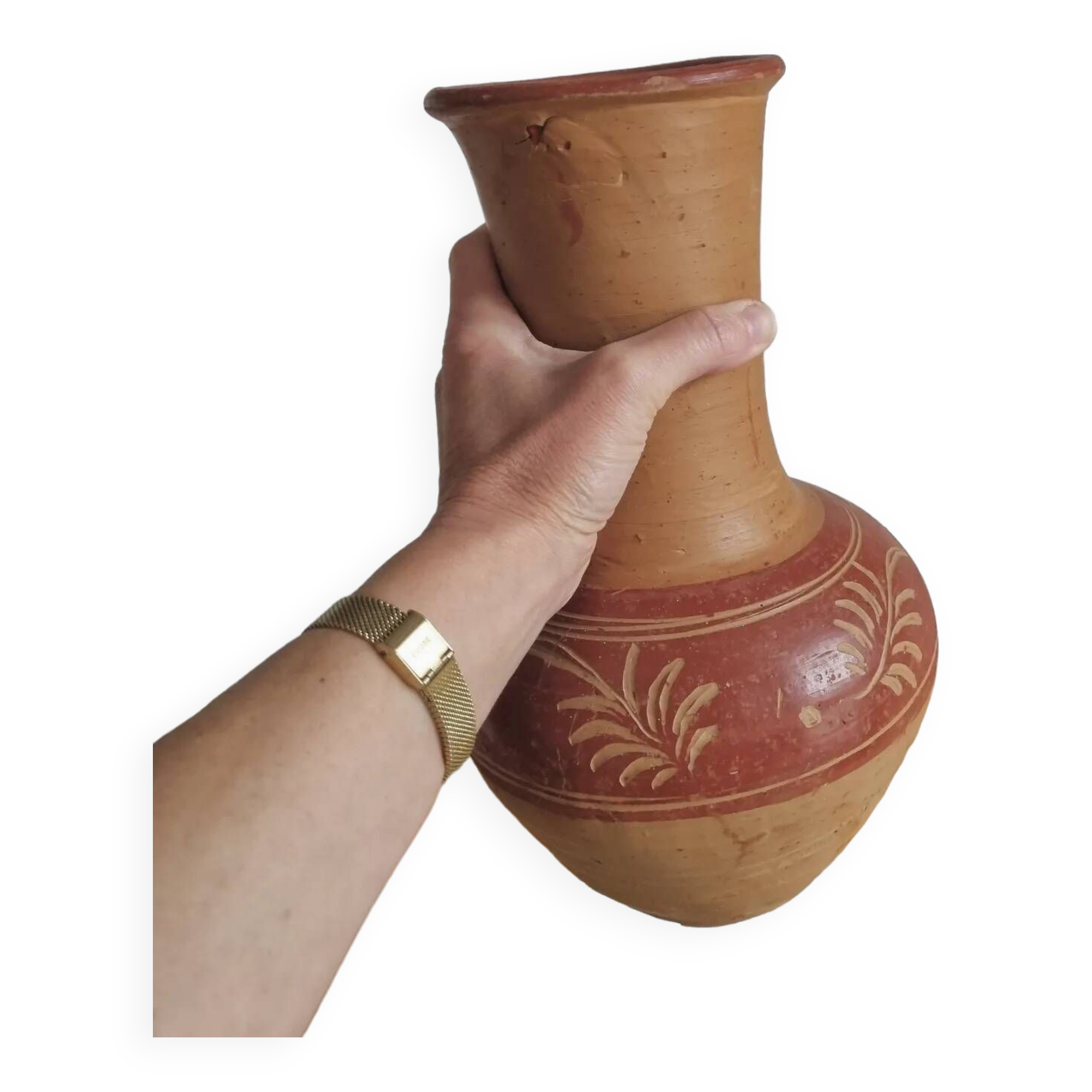 Antique handcrafted terracotta vase