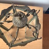 Bronze and chiseled glass hanging lamp