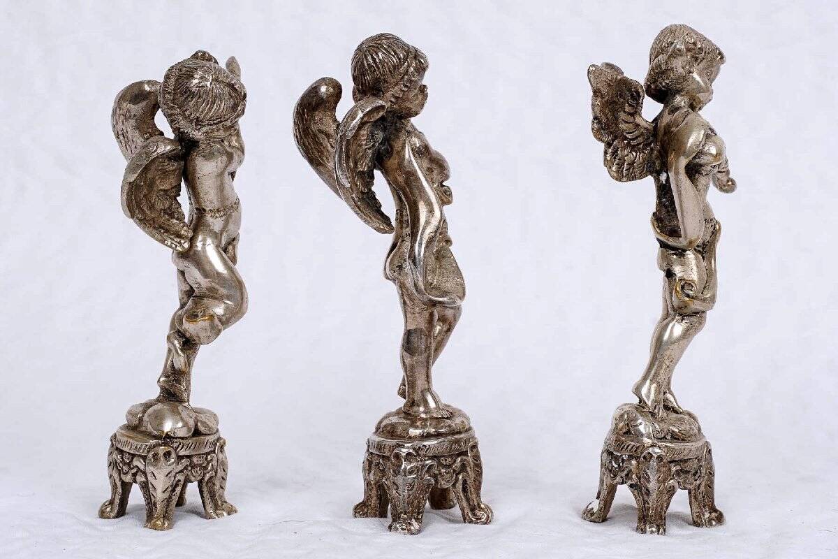 Set of three musician cherubs in cast lead - period: 20th century