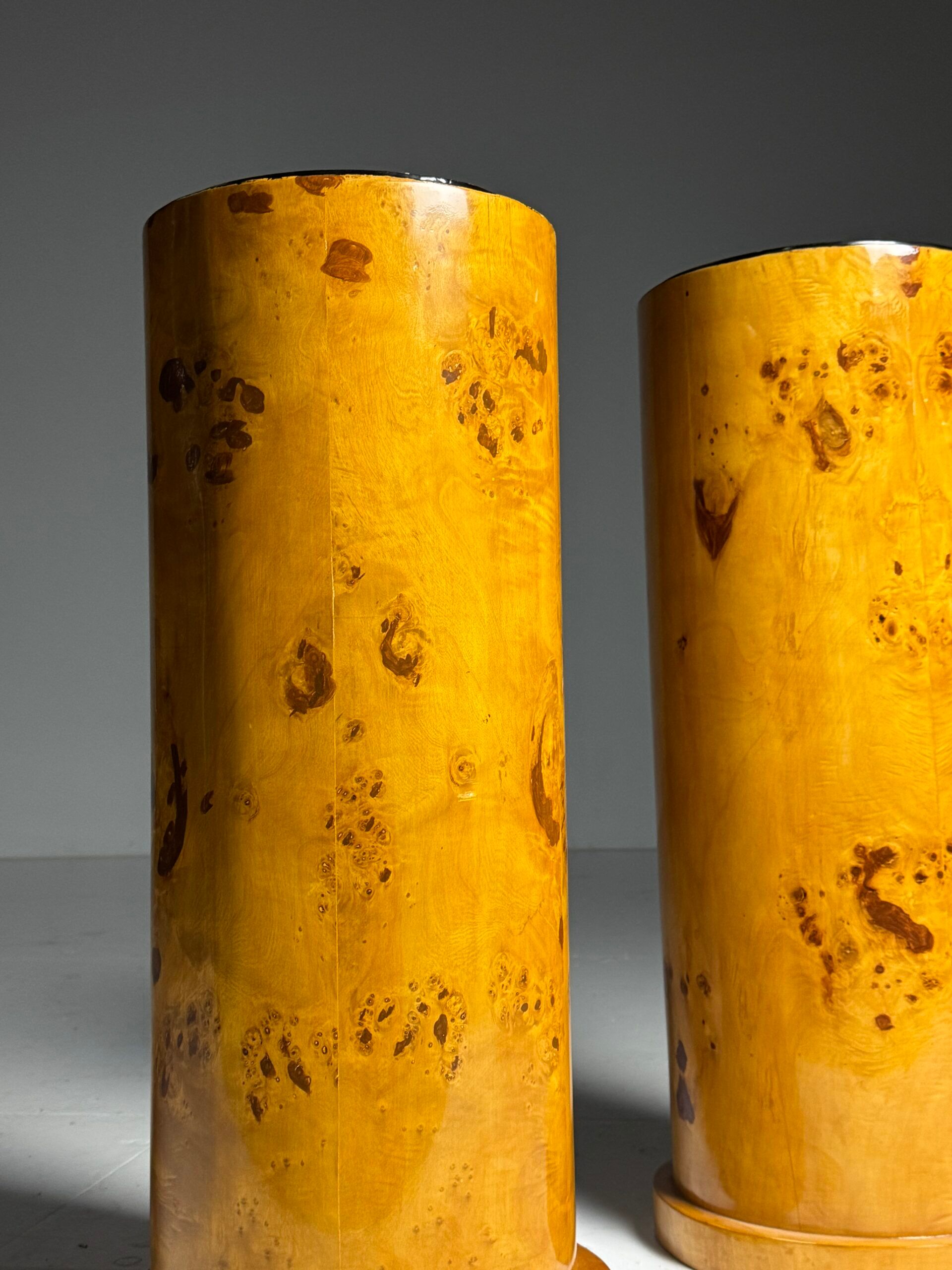 Burl wood veneered columns 20th century