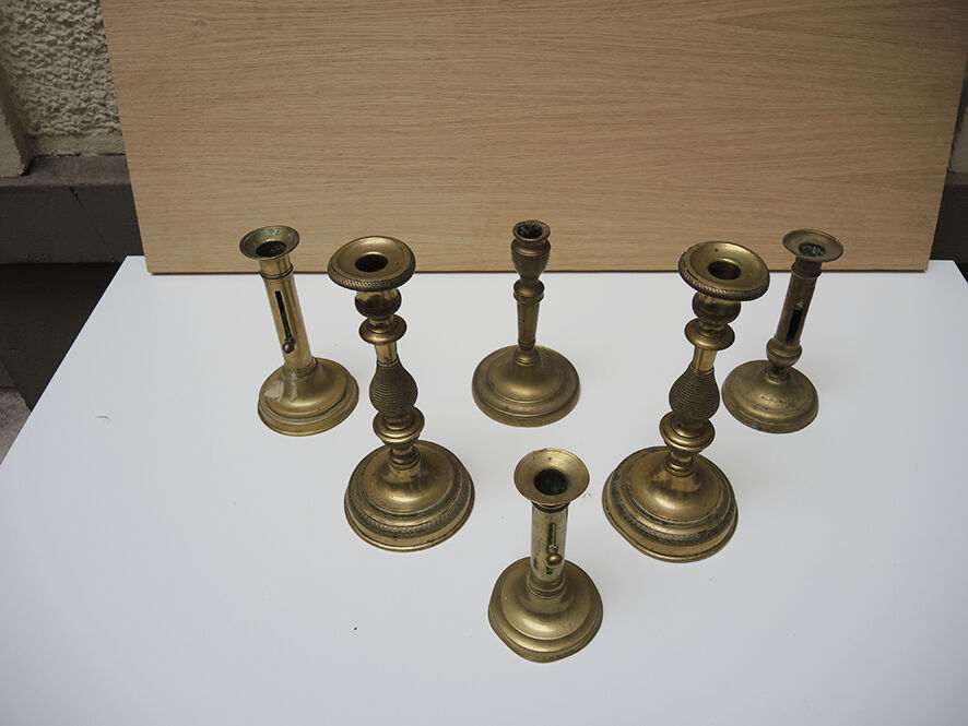 Set of 6 brass candlesticks