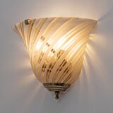 Pair of Murano Glass and Brass Sconces, In the Barovier&Toso Style, 1960s