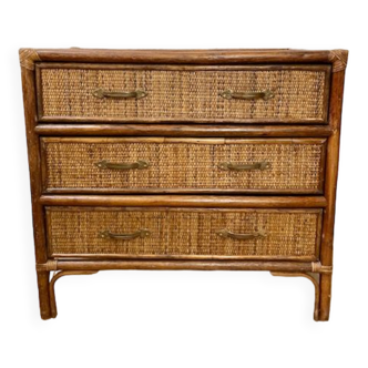 Wicker and rattan chest of drawers