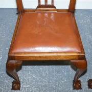 Chippendale Style Dining Chairs with Leather Seats, Set of 5
